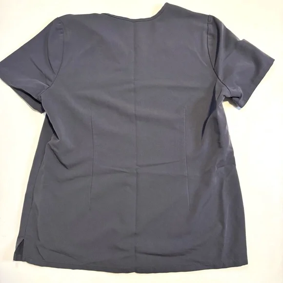 Figs Catarina One Pocket Scrub Top Charcoal V-Neck Colorblock Dark Pocket Medium - Picture 6 of 7